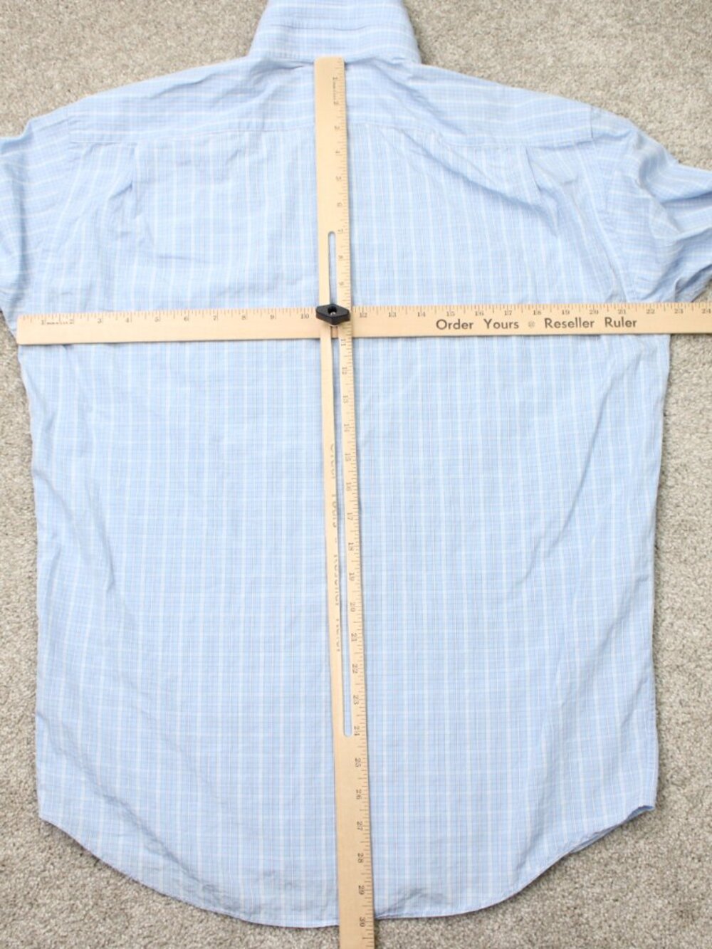 Canali Dress Shirt Mens 15 1/2, 39 Blue Check 100% Cotton Long Sleeve Button Up - Picture 9 of 12